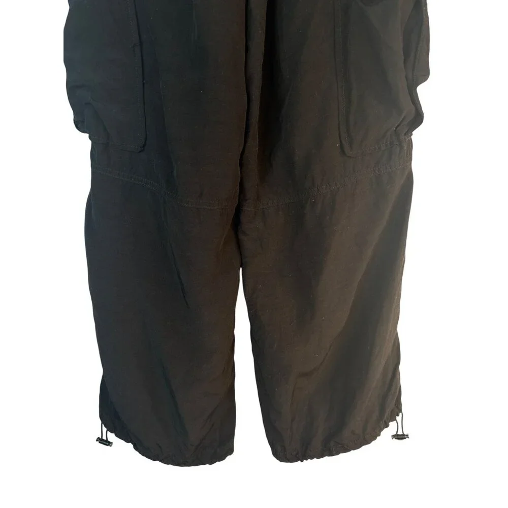 ZARA Cargo Pants XS Black Viscose & Linen